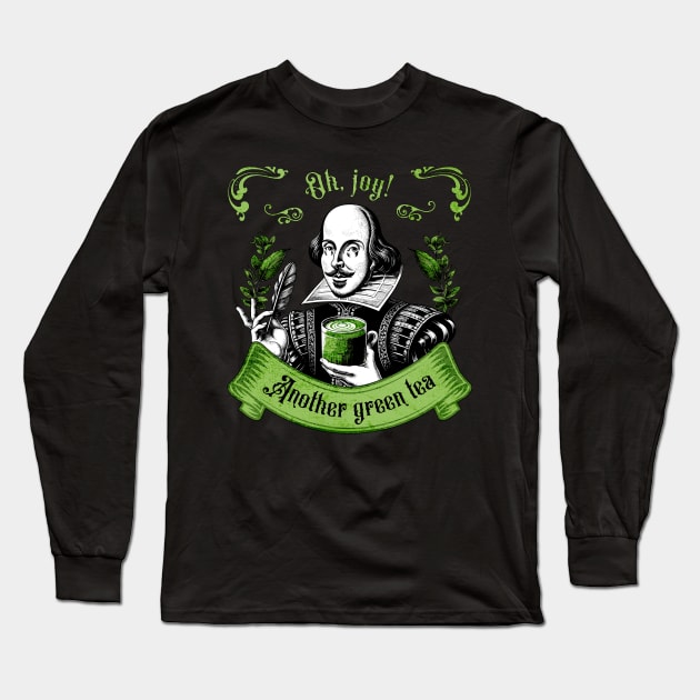 Shakespeare Green Tea Art - Renaissance Vintage Engraving Style Print Long Sleeve T-Shirt by Kicosh